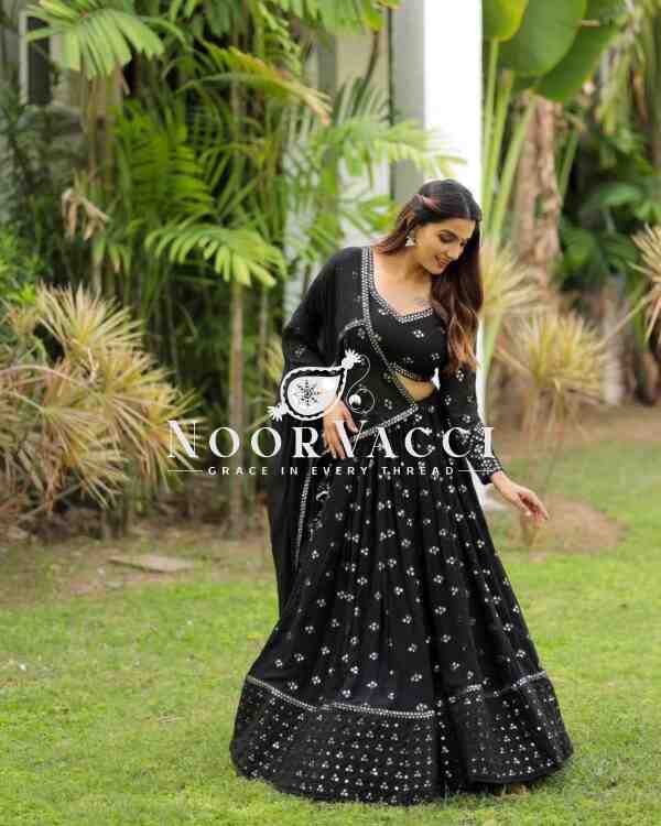 Black Fox Georgette Sequin Lehenga Choli with Dupatta - Image 2