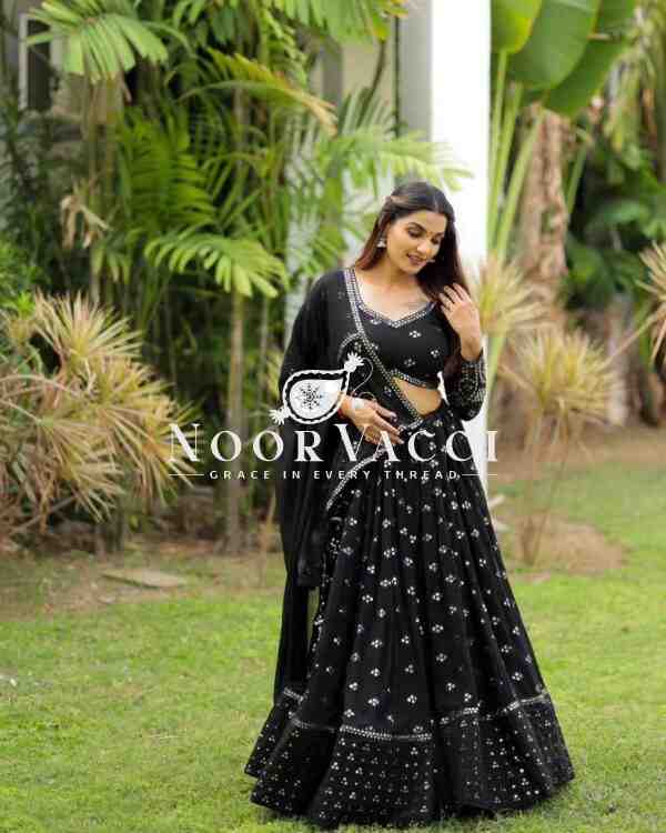 Black Fox Georgette Sequin Lehenga Choli with Dupatta