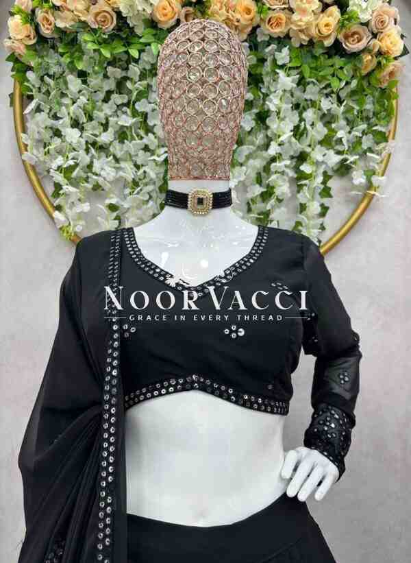 Black Fox Georgette Sequin Lehenga Choli with Dupatta - Image 6