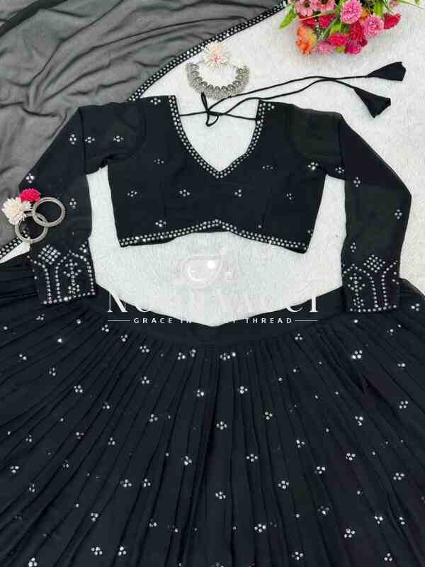 Black Fox Georgette Sequin Lehenga Choli with Dupatta - Image 5