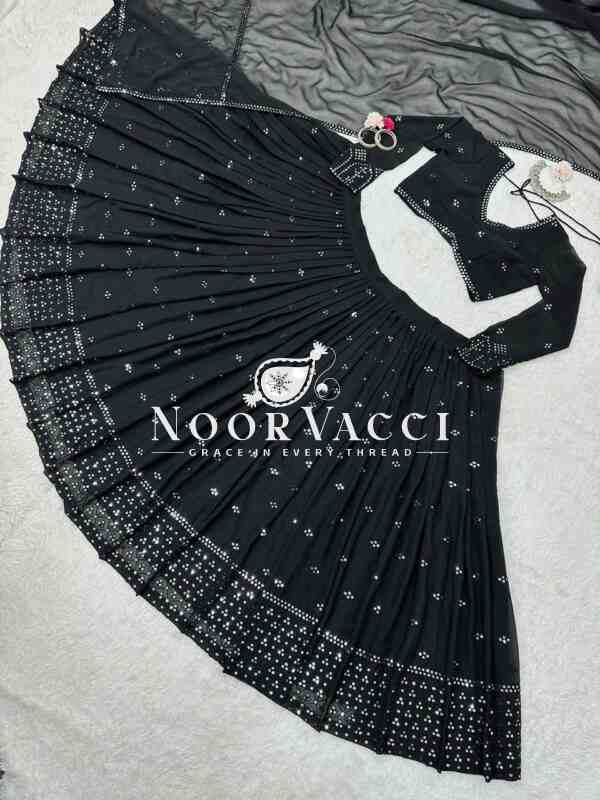 Black Fox Georgette Sequin Lehenga Choli with Dupatta - Image 8
