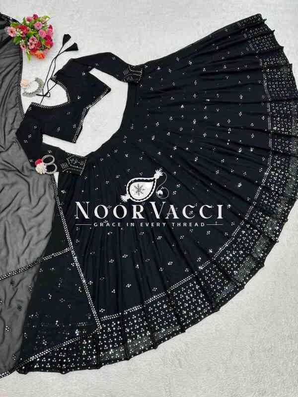 Black Fox Georgette Sequin Lehenga Choli with Dupatta - Image 9