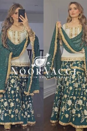 Shop Summer Special Designer Party Wear Sharara Suit with Hand Mirror & Sequence Work