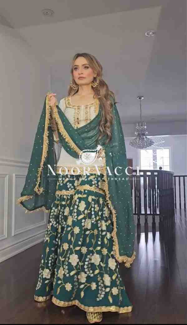 Summer Special Designer Party Wear Sharara Suit with Hand Mirror & Sequence Work - Image 2