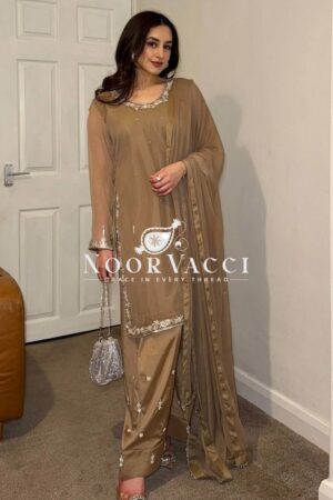 Shop Faux Georgette Embroidered Farshi Plazzo Set with Dupatta – Ready to Wear