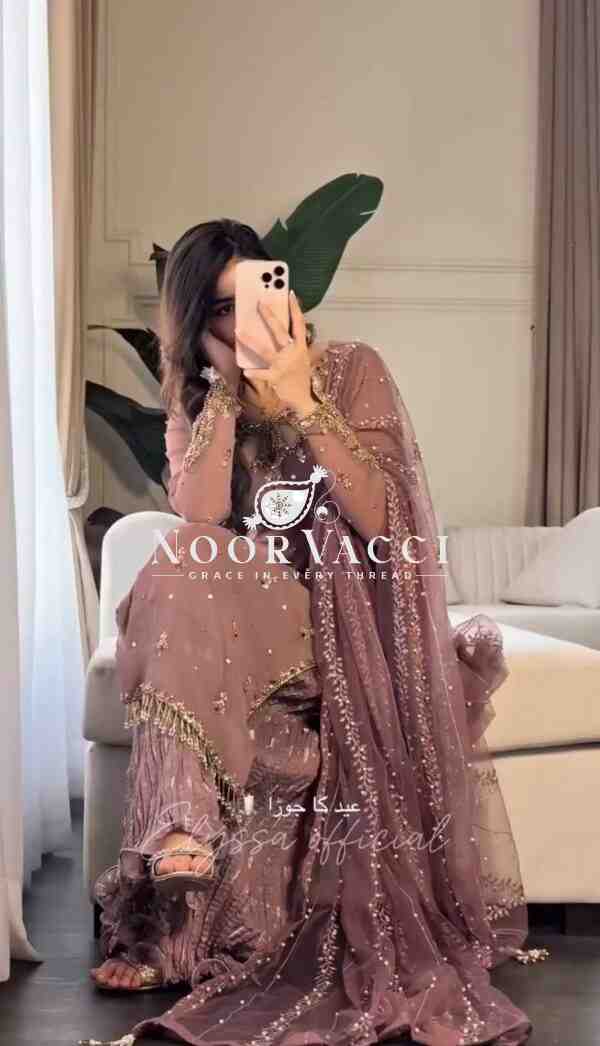 Faux Georgette Embroidered Sequence Plazzo Set with Dupatta – Ready to Wear - Image 2