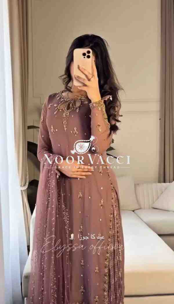 Faux Georgette Embroidered Sequence Plazzo Set with Dupatta – Ready to Wear - Image 4