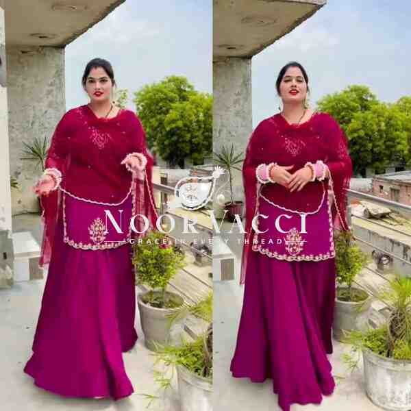 Glamorous Crepe Silk Top with Embroidered Lehenga & Net Dupatta - Image 2