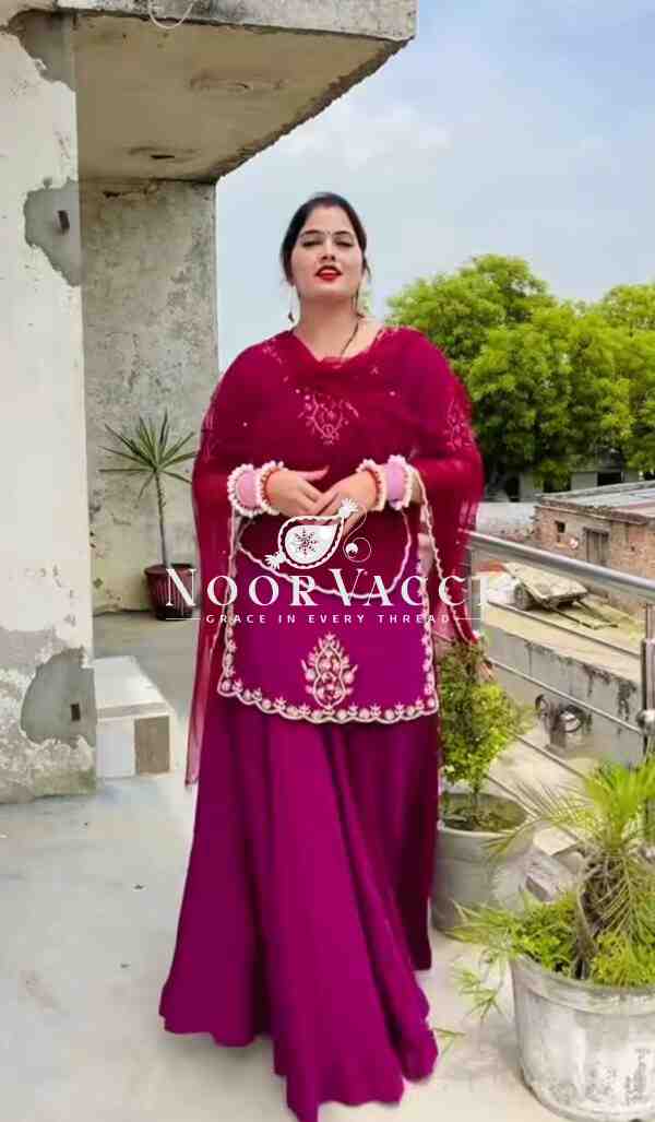 Glamorous Crepe Silk Top with Embroidered Lehenga & Net Dupatta - Image 4