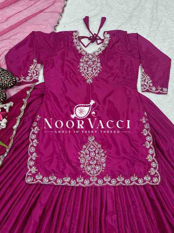 Glamorous Crepe Silk Top with Embroidered Lehenga & Net Dupatta - Image 8
