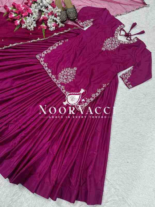 Glamorous Crepe Silk Top with Embroidered Lehenga & Net Dupatta - Image 6