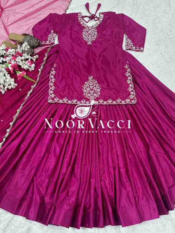 Glamorous Crepe Silk Top with Embroidered Lehenga & Net Dupatta - Image 7