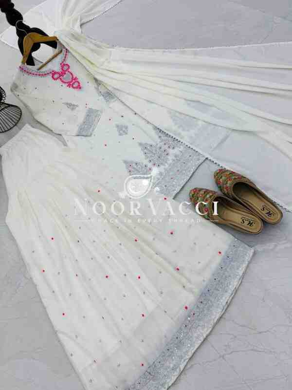 Chinon Silk Embroidered Top with Pallazo & Dupatta – Designer Party Set - Image 3