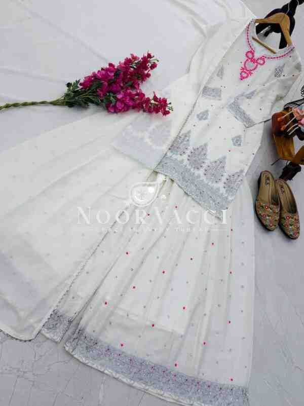 Chinon Silk Embroidered Top with Pallazo & Dupatta – Designer Party Set - Image 5