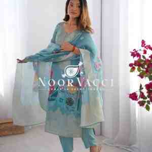Chanderi Silk Top with Micro Pent and Jacquard Printed Dupatta Set