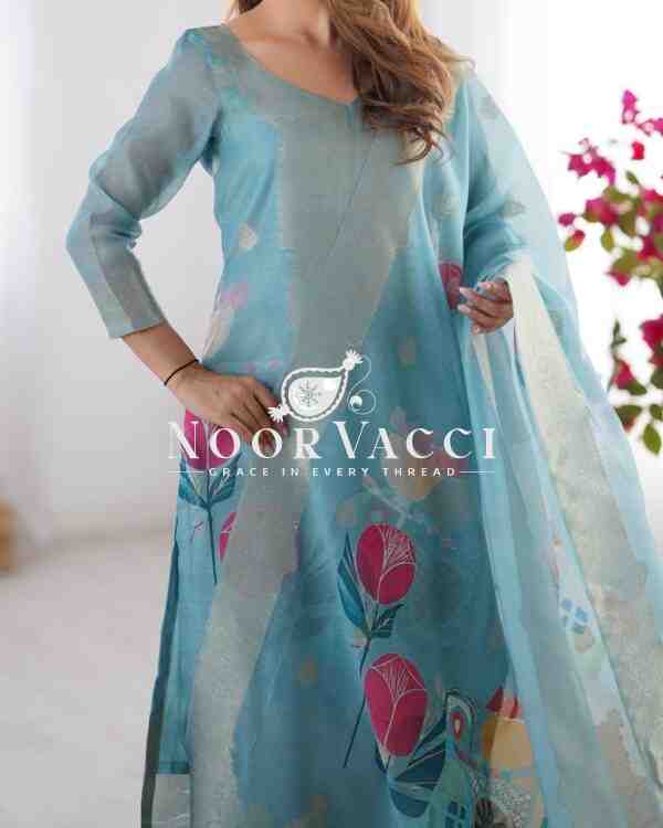 Chanderi Silk Top with Micro Pent and Jacquard Printed Dupatta Set - Image 5