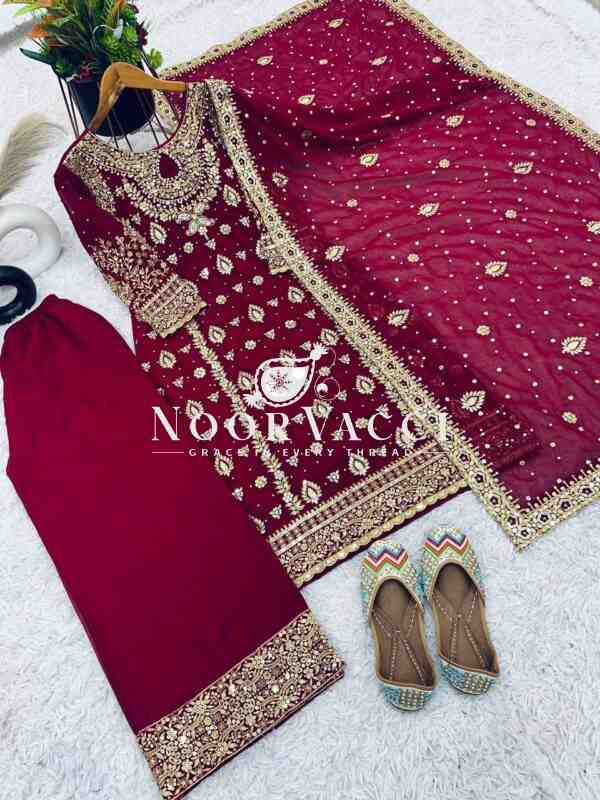 Heavy Faux Georgette Embroidered Party Wear Set – Fully Stitched - Image 5