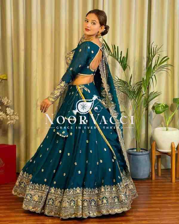 JIMI CHOO Full-Stitched Lehenga with Sequin Work & Satin Dupatta - Image 3