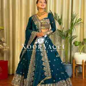 JIMI CHOO Full-Stitched Lehenga with Sequin Work & Satin Dupatta
