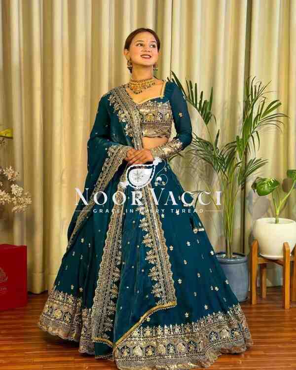 JIMI CHOO Full-Stitched Lehenga with Sequin Work & Satin Dupatta
