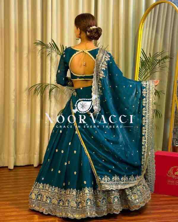 JIMI CHOO Full-Stitched Lehenga with Sequin Work & Satin Dupatta - Image 5