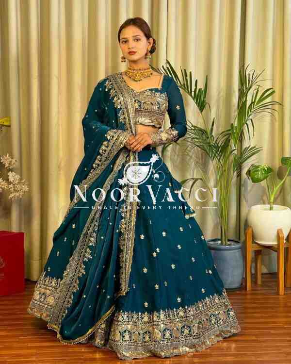 JIMI CHOO Full-Stitched Lehenga with Sequin Work & Satin Dupatta - Image 4