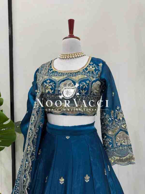 JIMI CHOO Full-Stitched Lehenga with Sequin Work & Satin Dupatta - Image 10