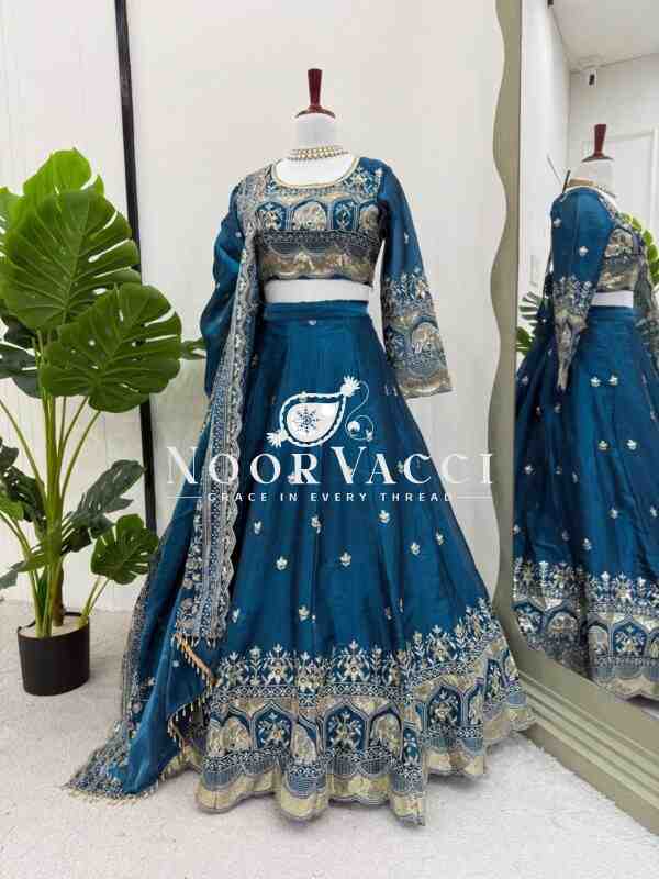 JIMI CHOO Full-Stitched Lehenga with Sequin Work & Satin Dupatta - Image 11