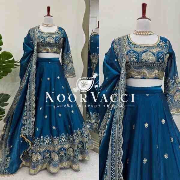 JIMI CHOO Full-Stitched Lehenga with Sequin Work & Satin Dupatta - Image 6