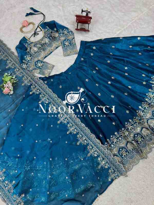 JIMI CHOO Full-Stitched Lehenga with Sequin Work & Satin Dupatta - Image 7