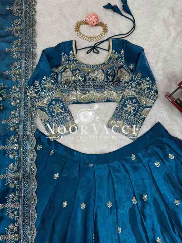 JIMI CHOO Full-Stitched Lehenga with Sequin Work & Satin Dupatta - Image 9