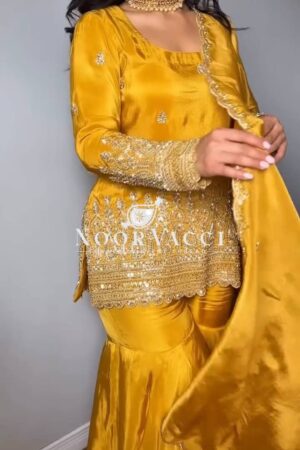 Buy Heavy Natural Crep Silk Sharara Plazo Suit with Dupatta