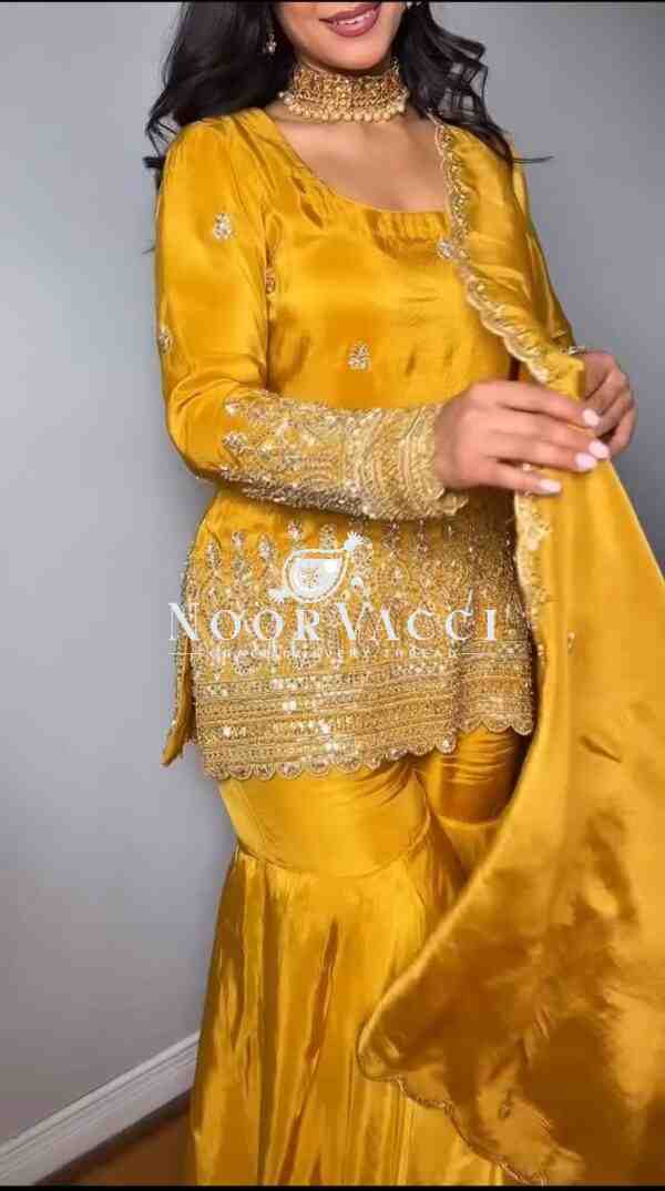 Heavy Natural Crep Silk Sharara Plazo Suit with Dupatta