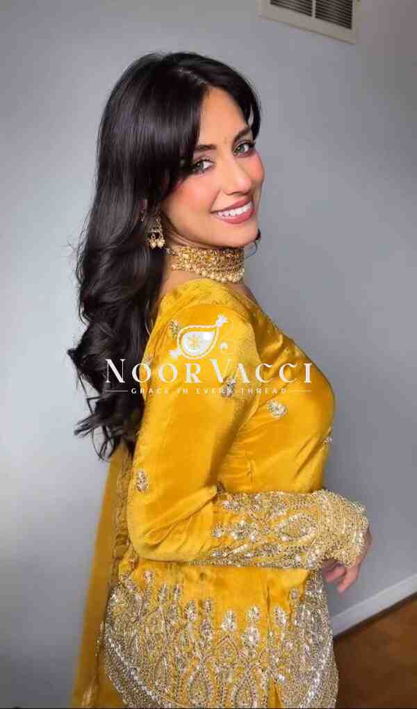 Heavy Natural Crep Silk Sharara Plazo Suit with Dupatta - Image 5