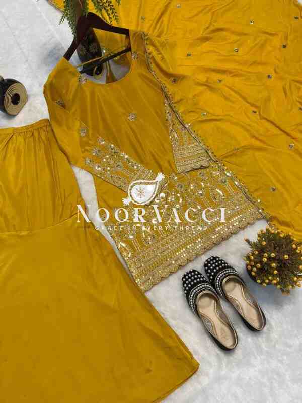 Heavy Natural Crep Silk Sharara Plazo Suit with Dupatta - Image 11