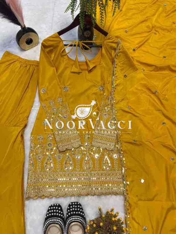 Heavy Natural Crep Silk Sharara Plazo Suit with Dupatta - Image 12