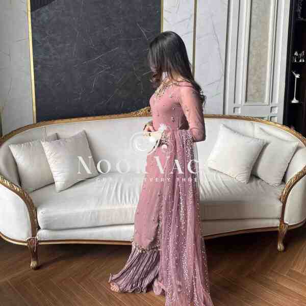 Fox Georgette Embroidered Top Pallazo & Dupatta Set – Designer Partywear - Image 2