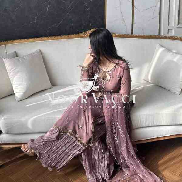 Fox Georgette Embroidered Top Pallazo & Dupatta Set – Designer Partywear - Image 3