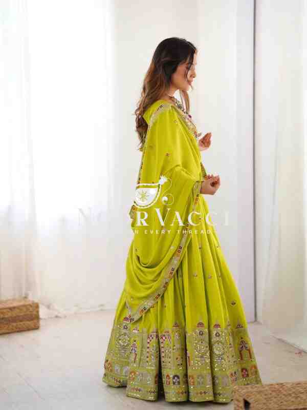 Natural Crepe Silk Lehenga with Thread and Sequence Work Semi-Stitched Set - Image 5