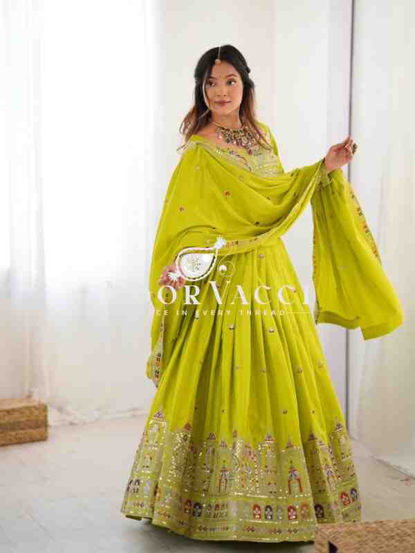Natural Crepe Silk Lehenga with Thread and Sequence Work Semi-Stitched Set - Image 6
