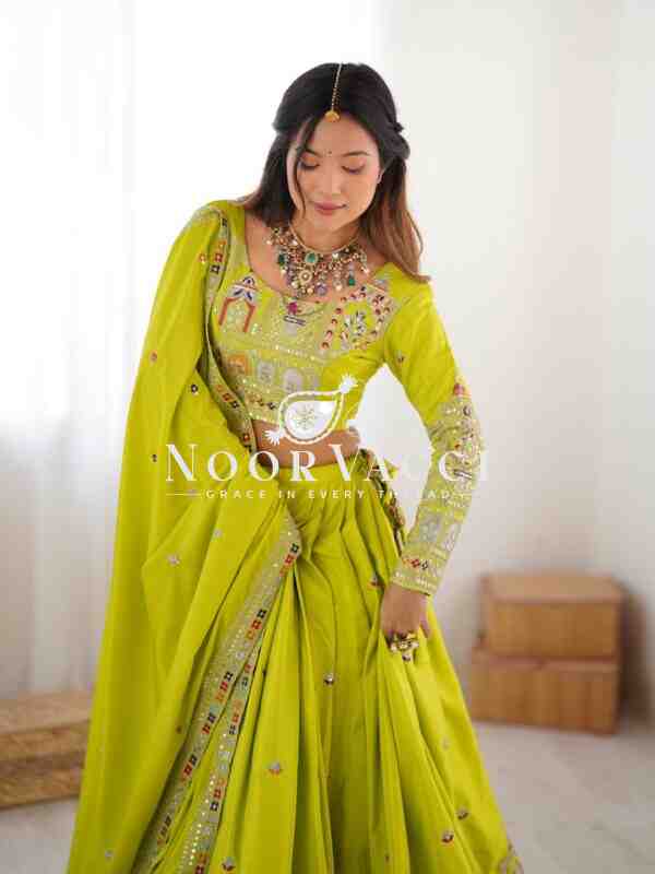 Natural Crepe Silk Lehenga with Thread and Sequence Work Semi-Stitched Set - Image 2