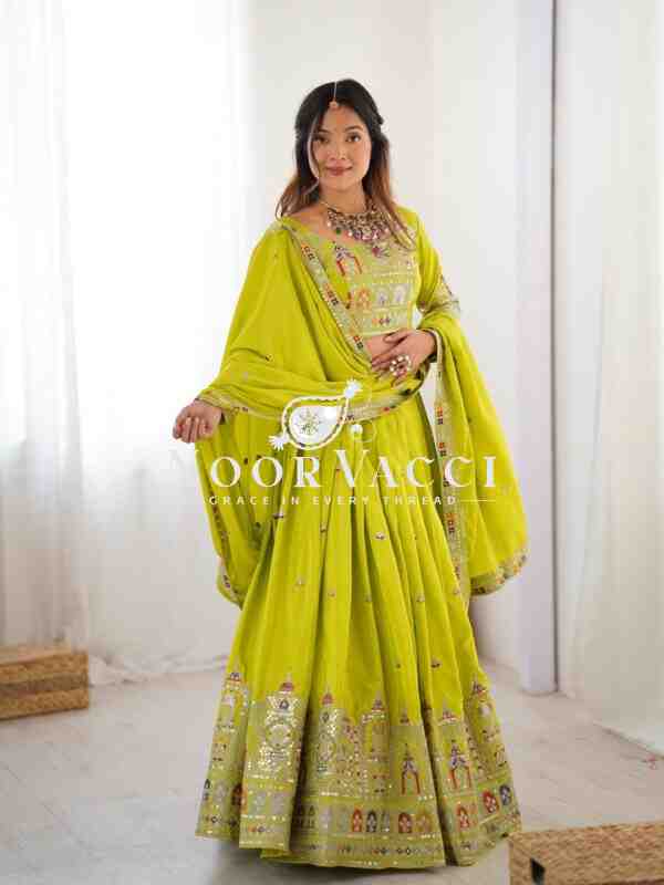 Natural Crepe Silk Lehenga with Thread and Sequence Work Semi-Stitched Set - Image 8