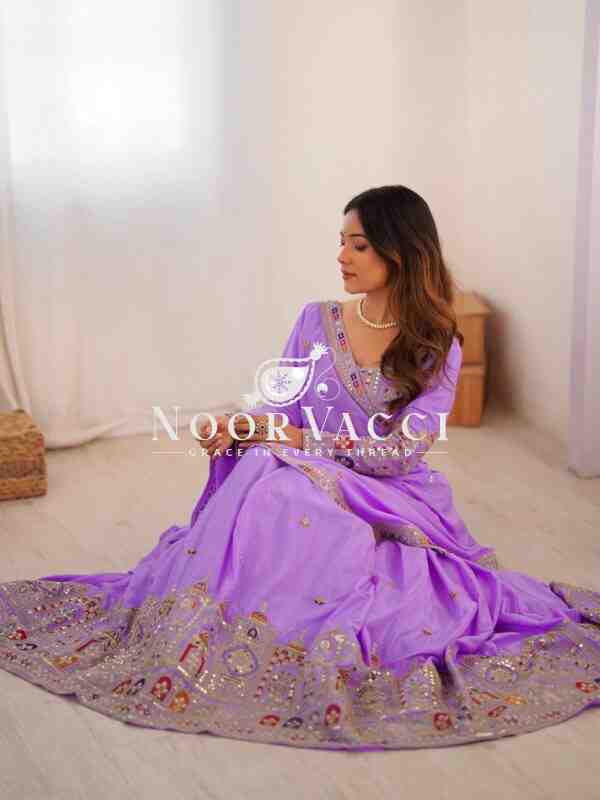 Natural Crepe Silk Lehenga with Thread and Sequence Work Semi-Stitched Set - Image 2