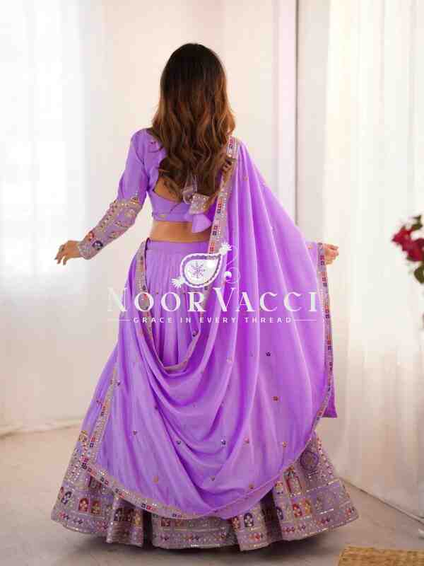 Natural Crepe Silk Lehenga with Thread and Sequence Work Semi-Stitched Set - Image 5