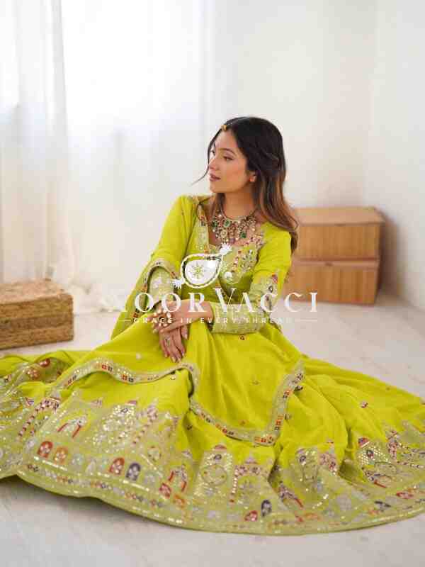 Natural Crepe Silk Lehenga with Thread and Sequence Work Semi-Stitched Set - Image 3