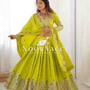 Natural Crepe Silk Lehenga with Thread and Sequence Work Semi-Stitched Set