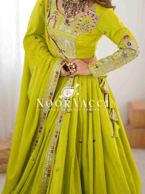 Natural Crepe Silk Lehenga with Thread and Sequence Work Semi-Stitched Set - Image 4