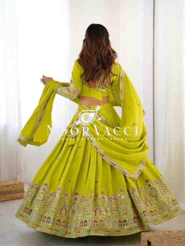 Natural Crepe Silk Lehenga with Thread and Sequence Work Semi-Stitched Set - Image 7