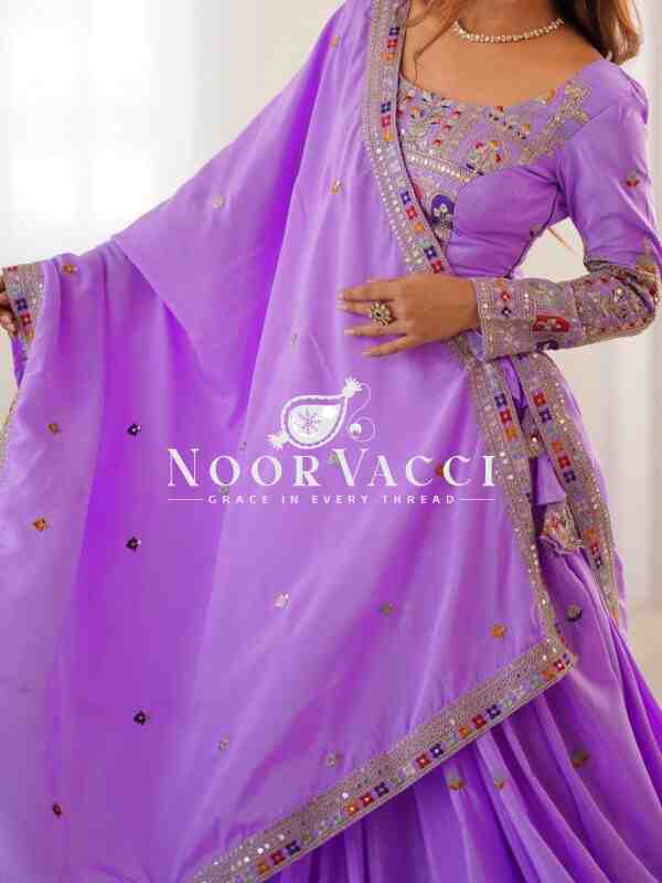 Natural Crepe Silk Lehenga with Thread and Sequence Work Semi-Stitched Set - Image 7