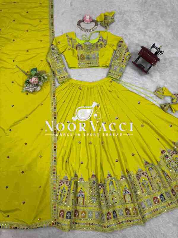 Natural Crepe Silk Lehenga with Thread and Sequence Work Semi-Stitched Set - Image 9
